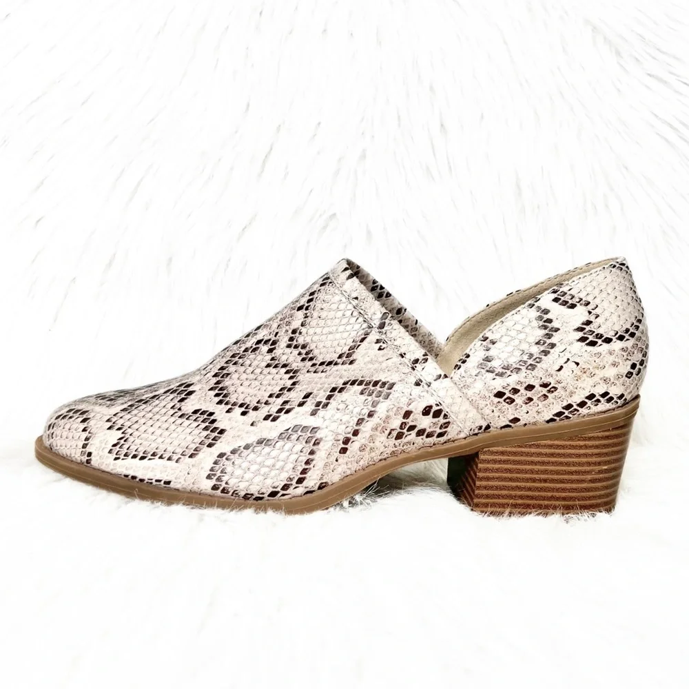 Crown Vintage Snake Beige Brown Black D ‘Orsay Slip On Shootie Ankle Booties 10